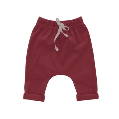 red cotton baby joggers Christmas winter fall outfit pants