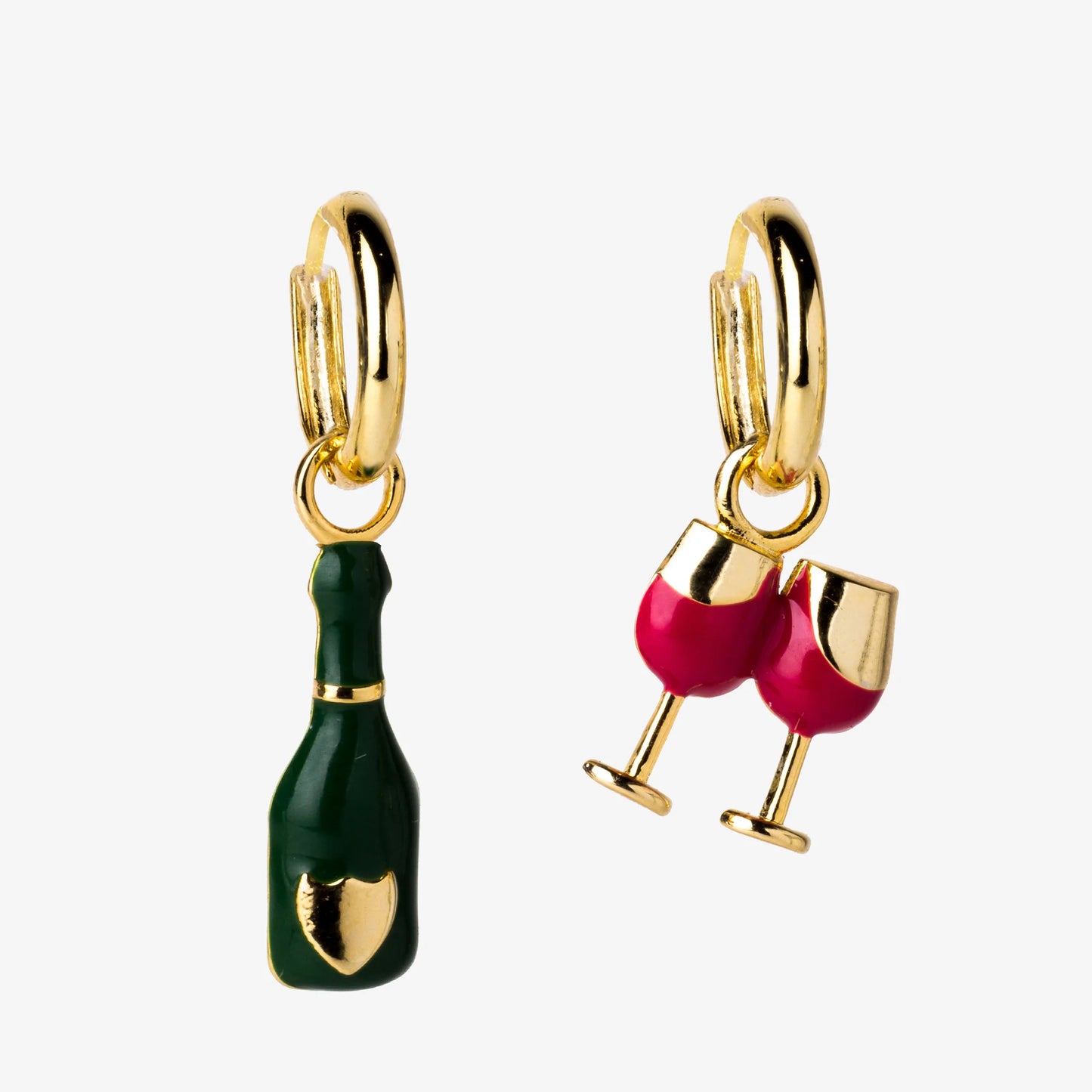 Champagne and Glass Hoop Earrings