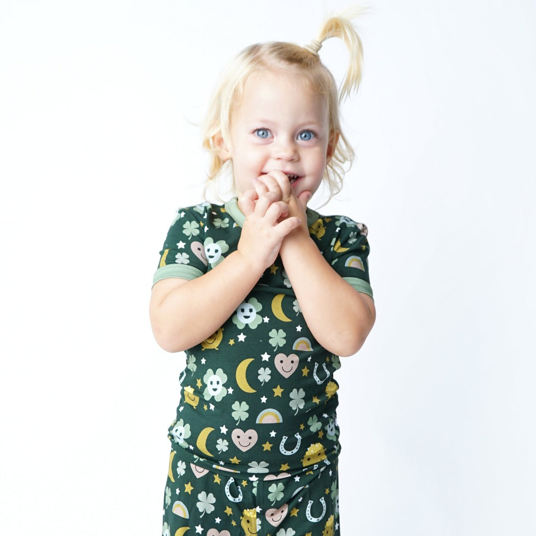 *FINAL SALE* St. Patricks Day Two-Piece Bamboo Short Sleeve Kids Pajama Set