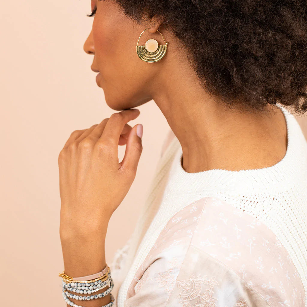 Stone Orbit Earrings - Turquoise/Gold