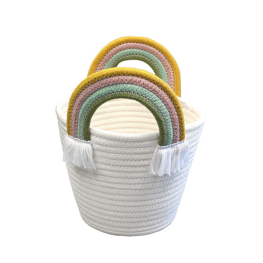 Lucy's Room Rainbow Handled Rope Basket