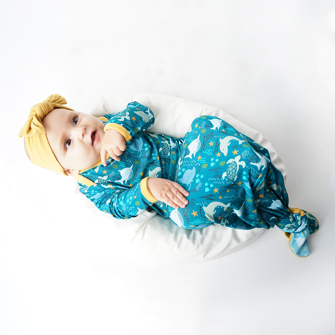 Ocean Friends Bamboo Swaddle Knotted Gown