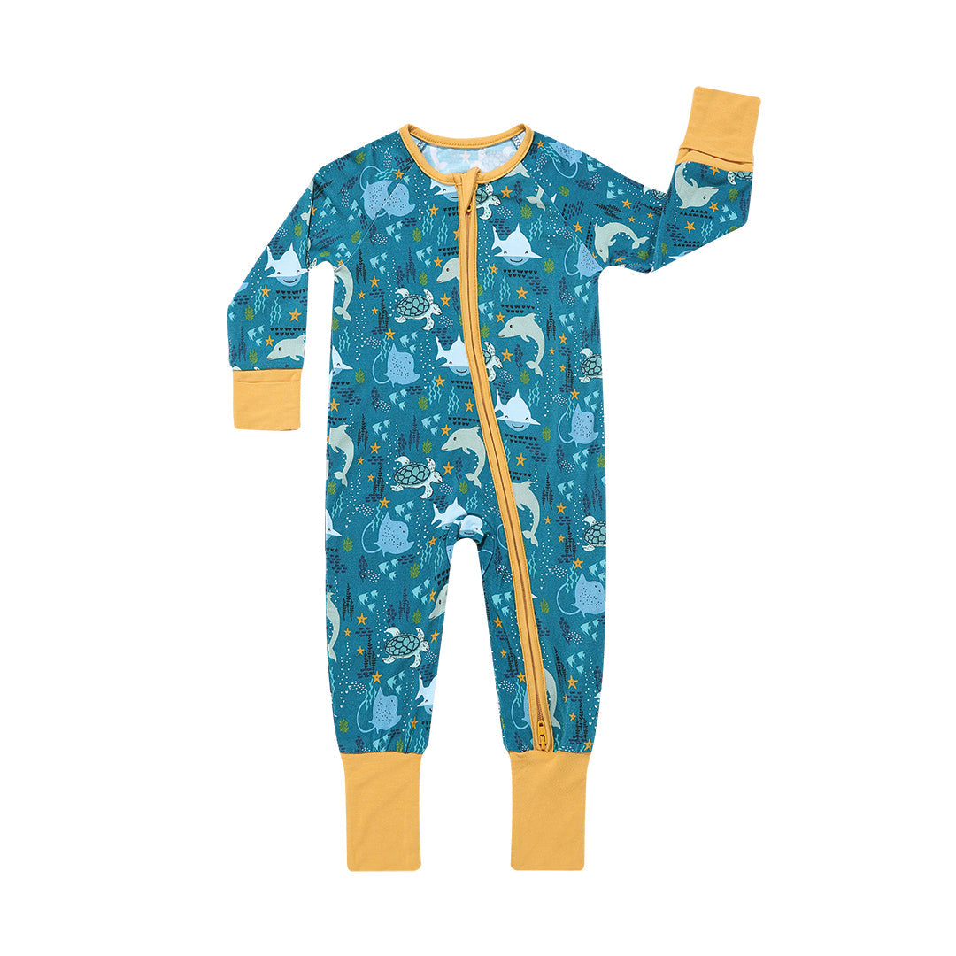 Ocean Friends Viscose Baby Convertible Bamboo Zippy Pajama