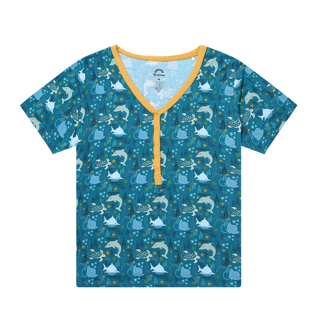 Ocean Friends Viscose Bamboo Womens Pajama Top