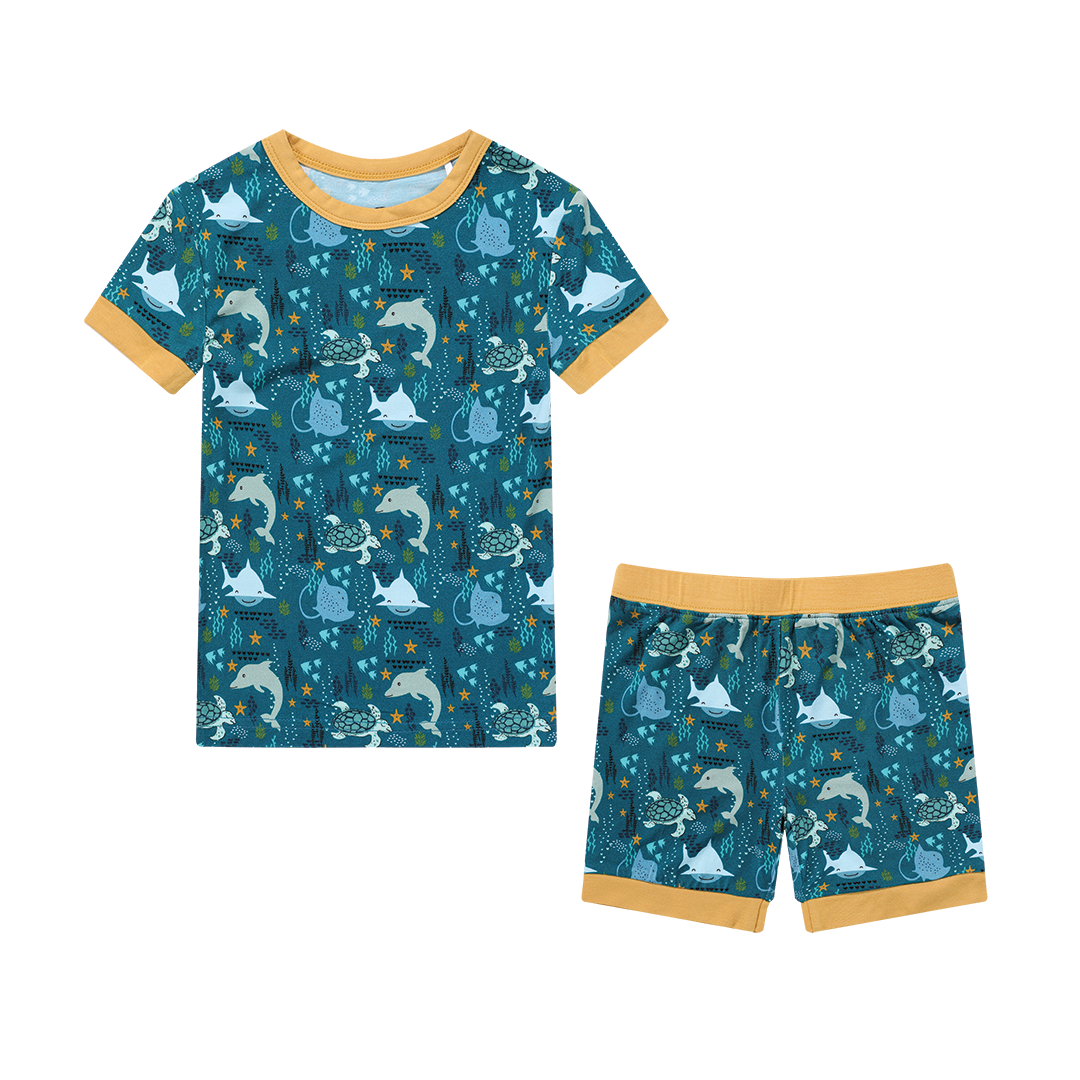 Ocean Friends Viscose Bamboo Short Sleeve Kids Toddlers Pajamas