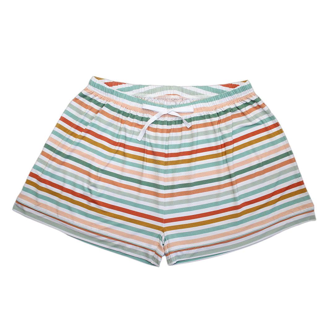 Coral Stripes Womens Bamboo Pajama Shorts