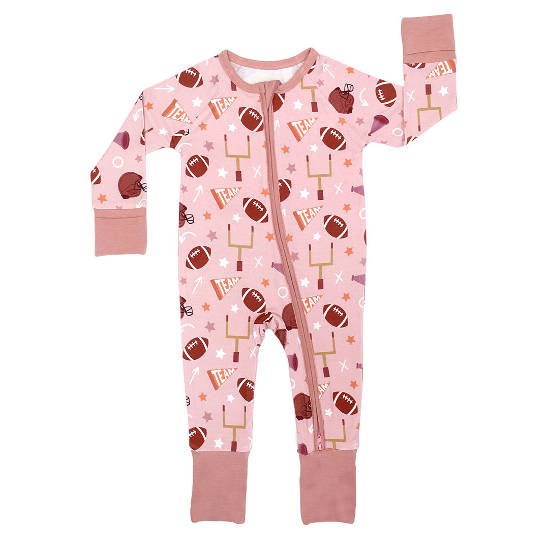 Game Day Rose Football Bamboo Convertible Baby Pajamas