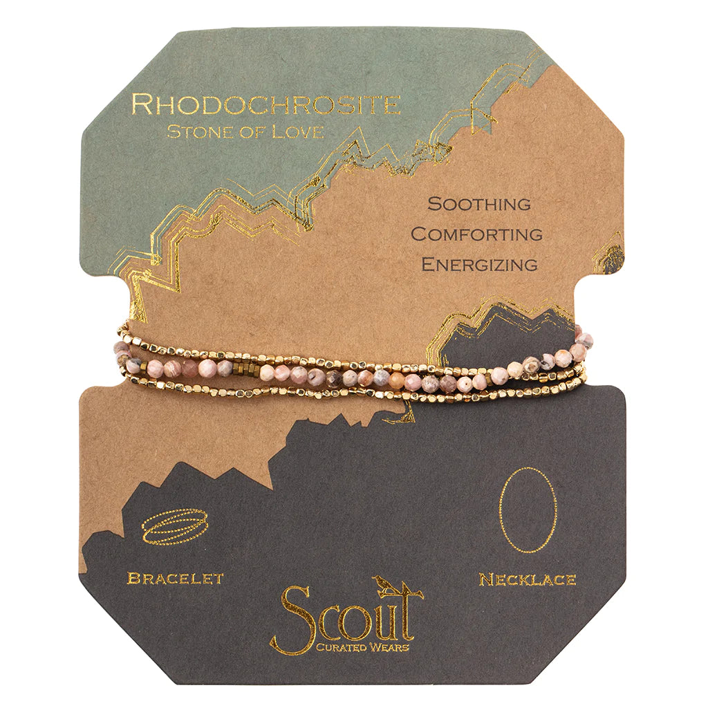 Delicate Stone Bracelet/Necklace - Rhodochrosite, Stone of Love