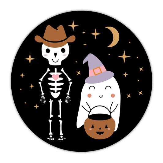 Lucy's Room Shy Little Ghost and Cowboy Skeleton Halloween Vinyl Sticker