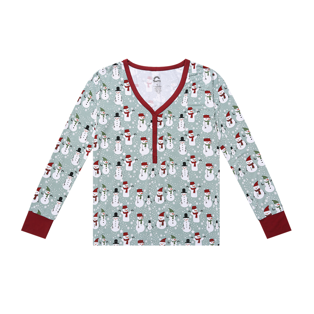 Snow People Holiday Christmas Womens Bamboo Top