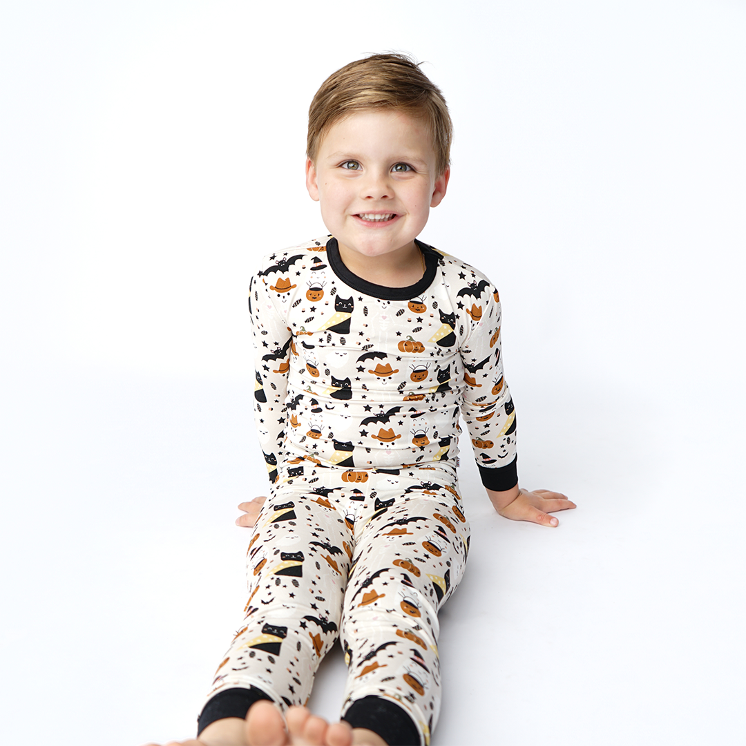 *FINAL SALE* Spooky Cute Halloween Beige Kids Bamboo Pajama Set