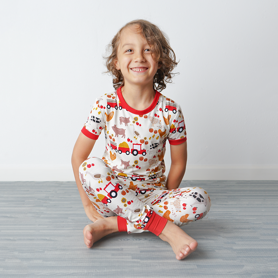 Once Upon a Farm Two-Piece Short Sleeve Bamboo Viscose Pajama Set – Little  Sleepies