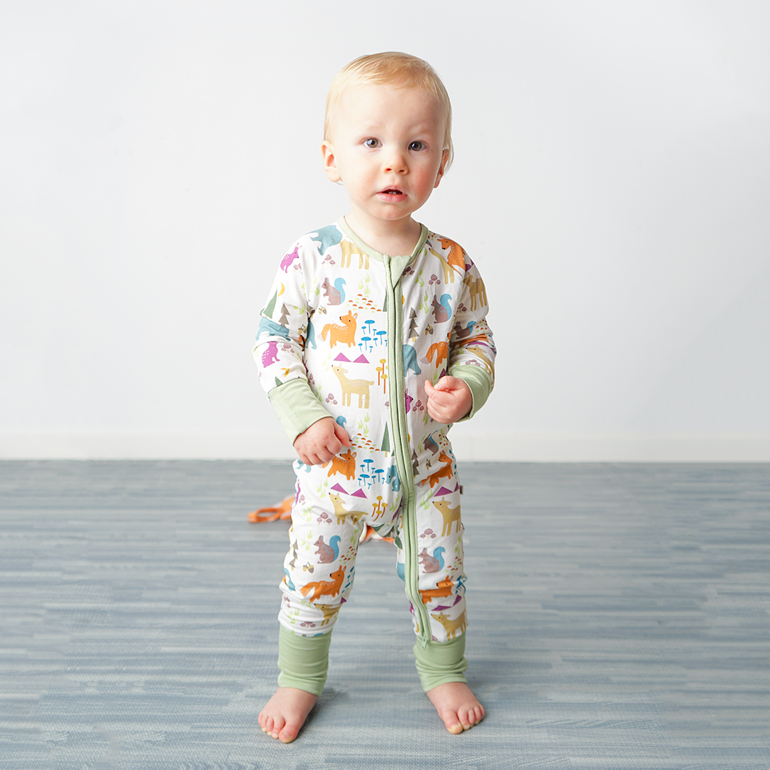 Forest Friends Baby Convertible Bamboo Zippy Pajama