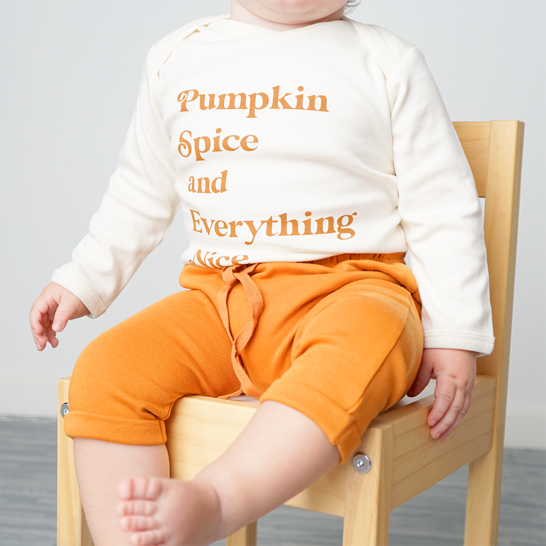 *FINAL SALE* Pumpkin Spice Long Sleeve Baby Onesie