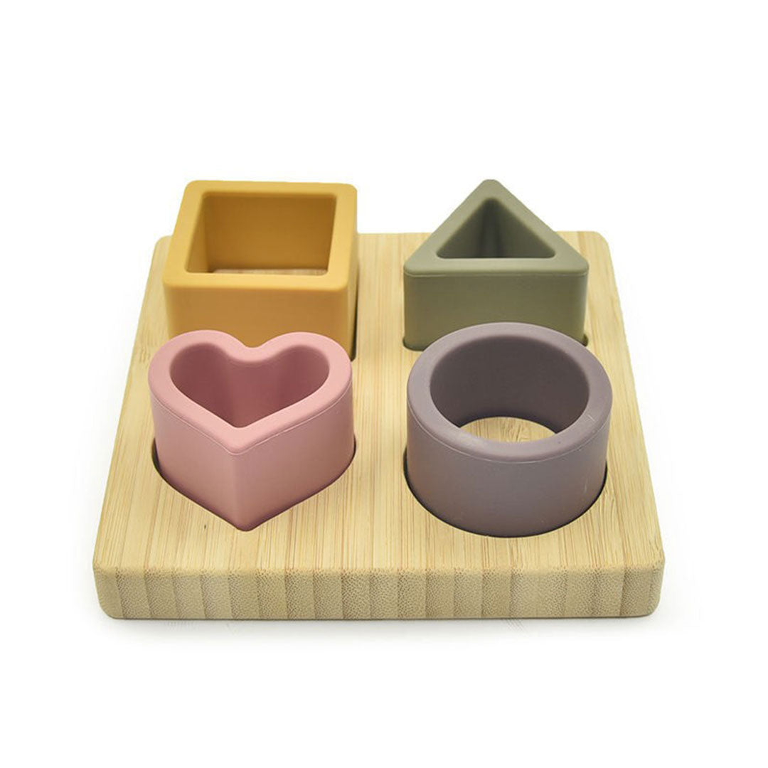 Lucy's Room Silicone Pastel Shapes Puzzle With Bamboo Board