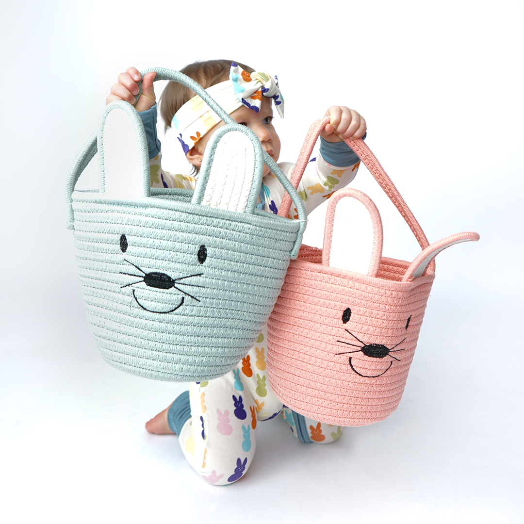 *FINAL SALE* Lucy's Room Blue Bunny Rope Basket