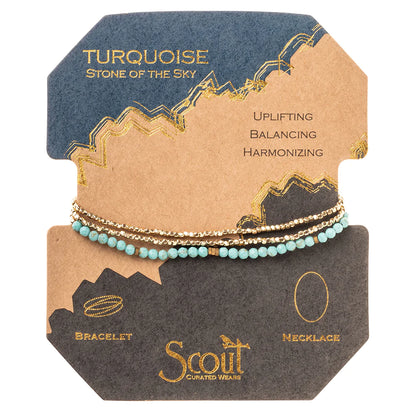 Delicate Stone Bracelet/Necklace - Turquoise/Gold, Stone of the Sky
