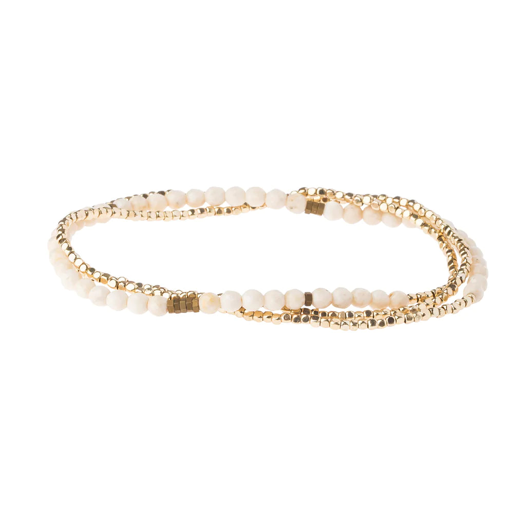 Delicate Stone Bracelet/Necklace - White Fossil Jasper, Stone of Nurturing