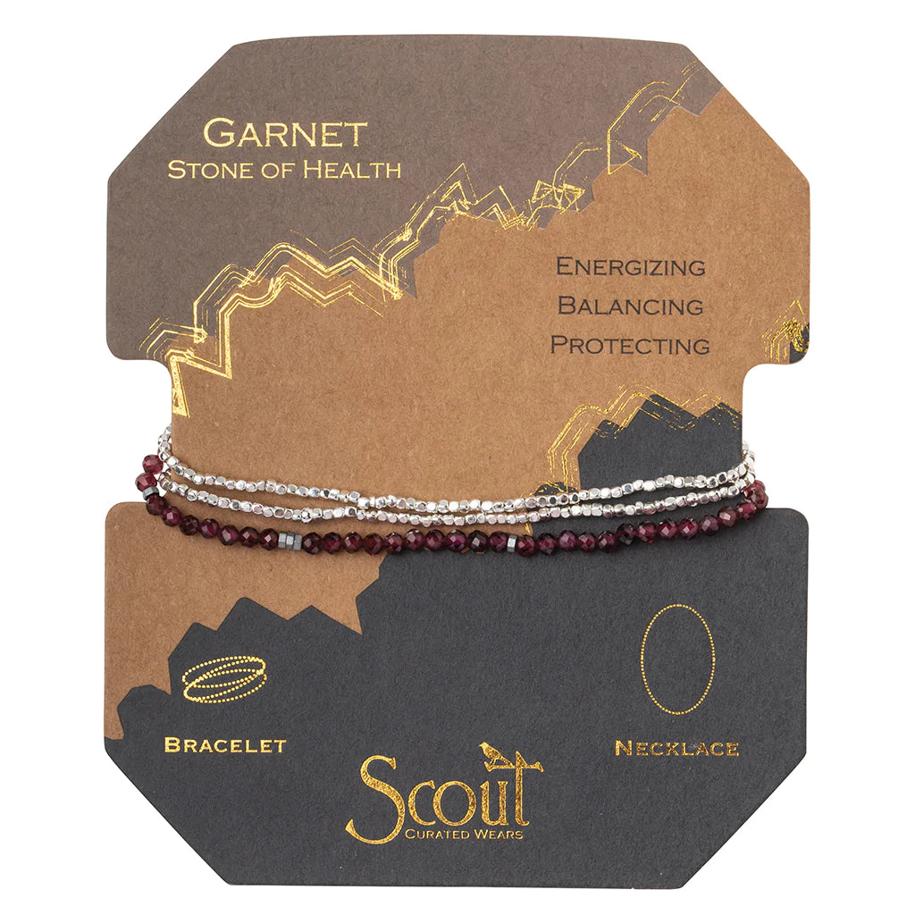 Delicate Stone Bracelet/Necklace - Garnet, Stone of Health