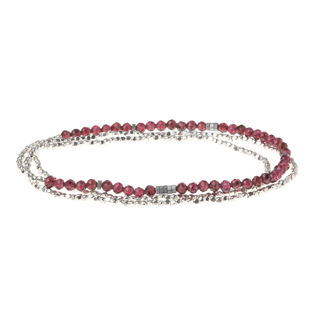 Delicate Stone Bracelet/Necklace - Garnet, Stone of Health