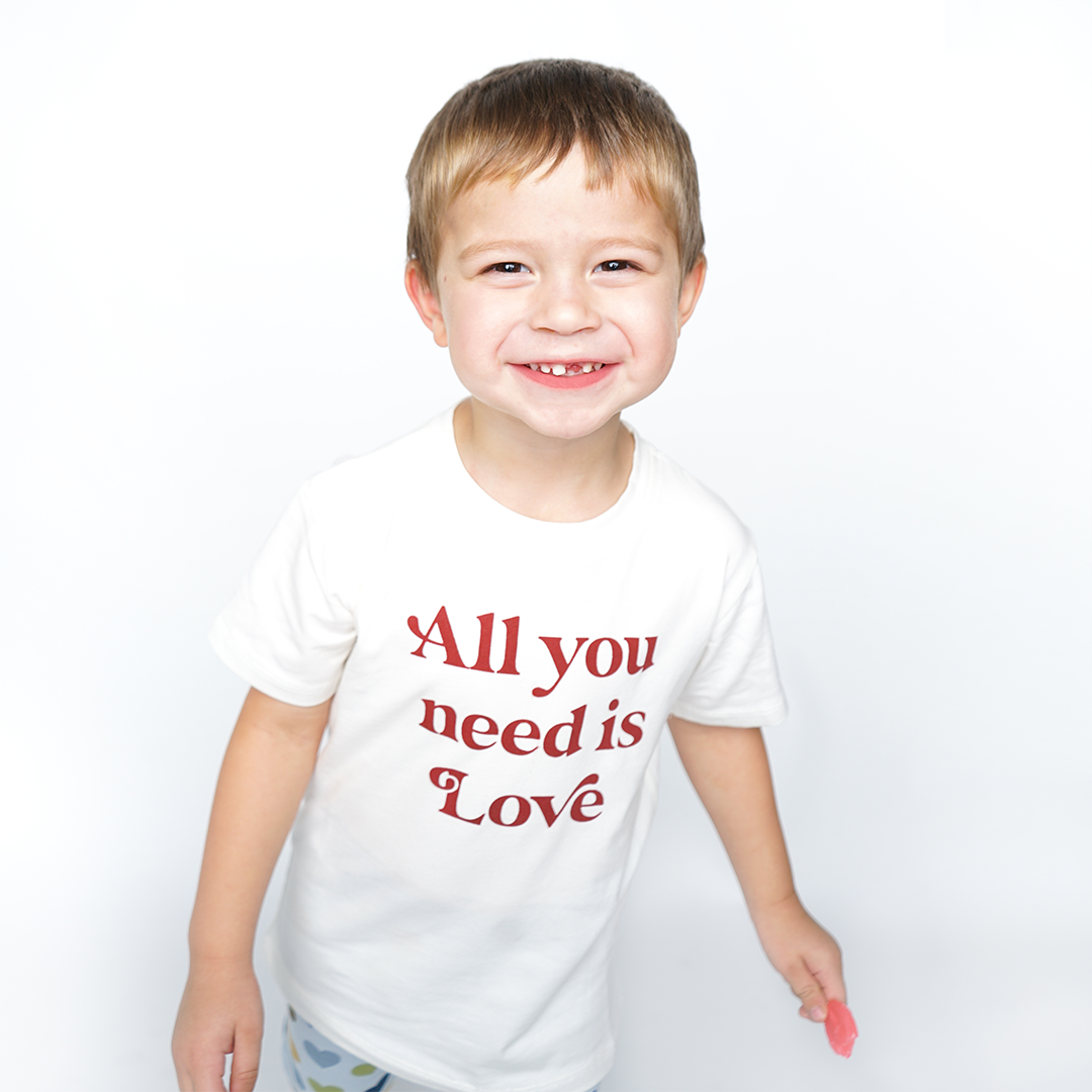 FINAL SALE All You Need is Love Short Sleeve Kids Cotton Tee Shirt
