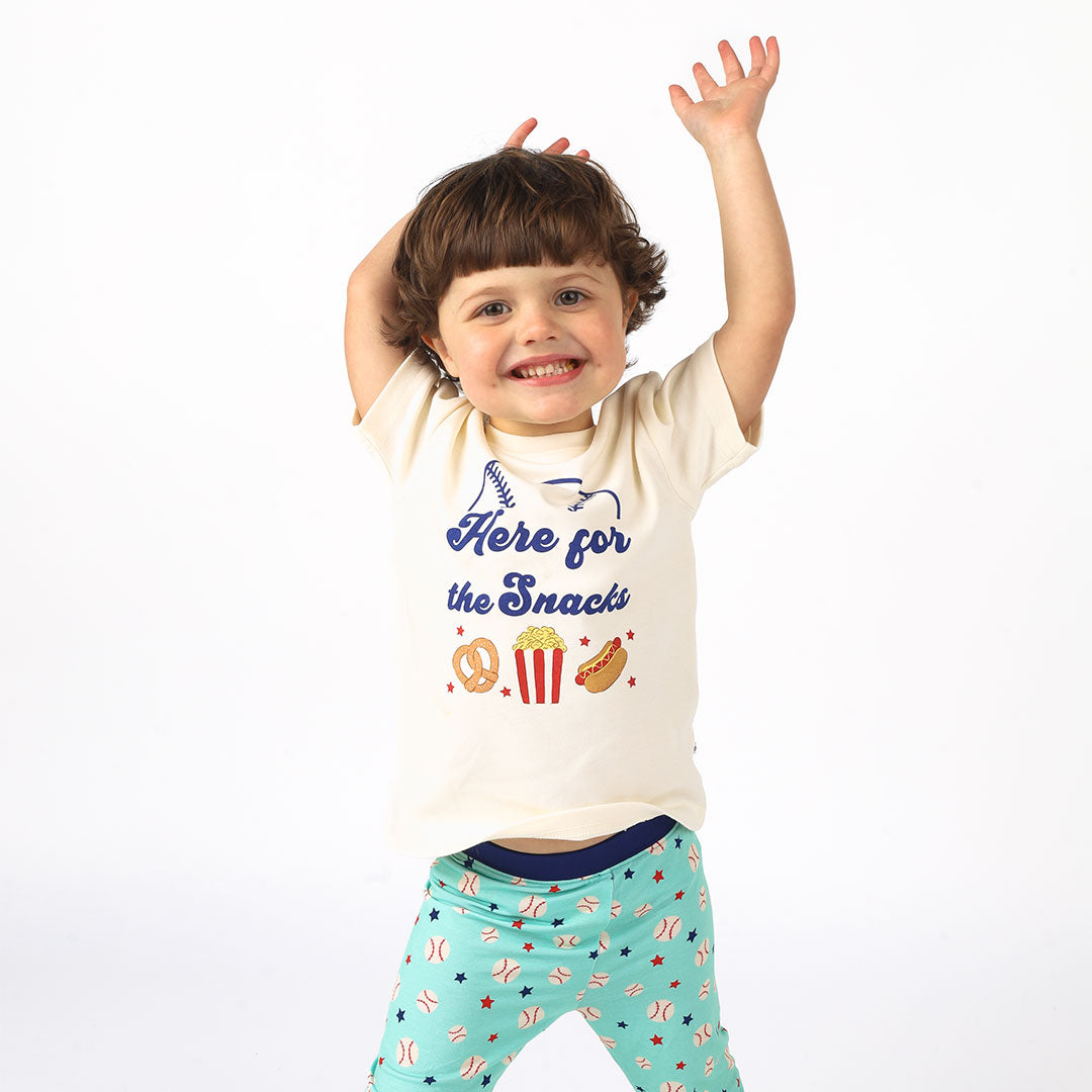 Here For the Snacks Cotton Toddler Short Sleeve Shirt