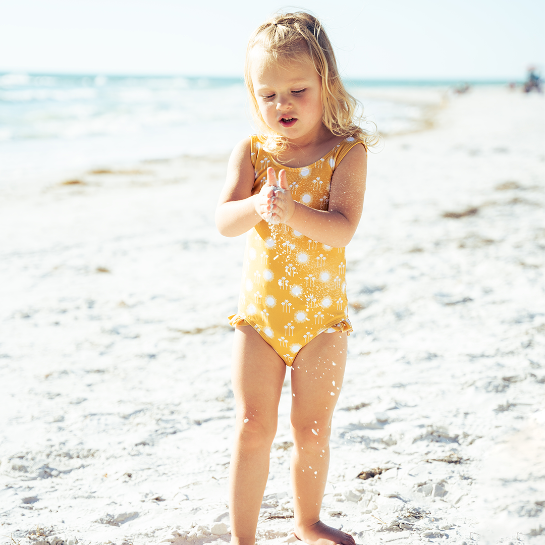 Sunny Days Ruffle Leg One Piece Girls Swimsuit